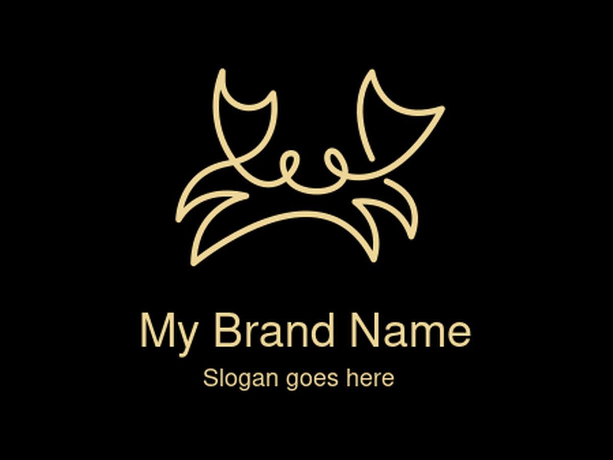 Golden Continuous Line Art Crab Symbol Logo for Seafood Restaurants, Coastal Brands or Luxury Marine Themes